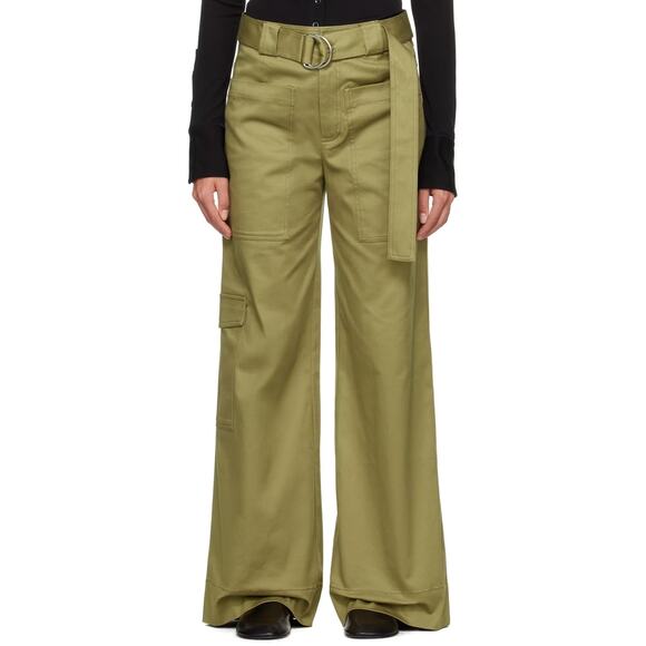 NEW Proenza Schouler White Label Cotton Twill Cargo Pants SIZE 6 Khaki Green NWT - Picture 1 of 16